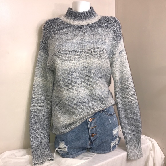 Chaps Baby Blue Striped Turtleneck Knit Sweater - Picture 2 of 10